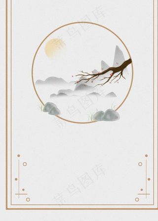 浅色古风山水背景图片