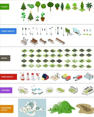25D扁平化建筑景观图片