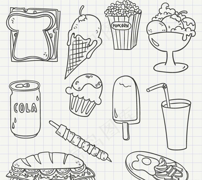 手绘食物矢量素材图片