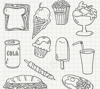 手绘食物矢量素材图片