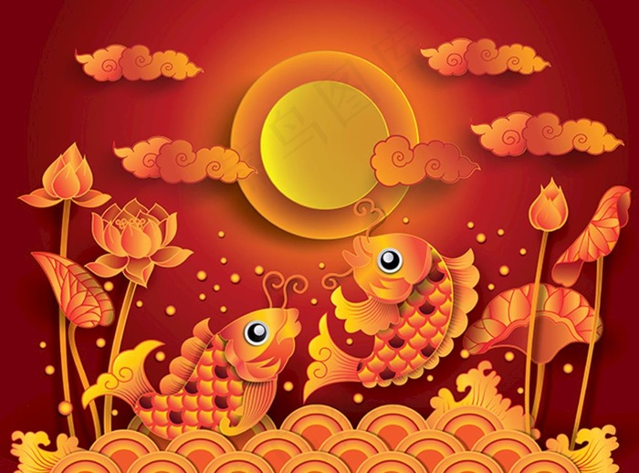 金色锦鲤矢量图片