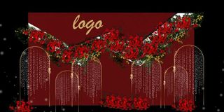 红色婚礼迎宾区图片