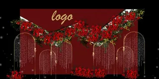 红色婚礼迎宾区图片