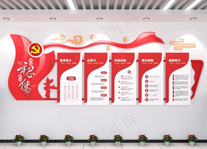 不忘初心牢记使命党建文化墙图片