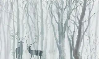 森林麋鹿背景墙图片