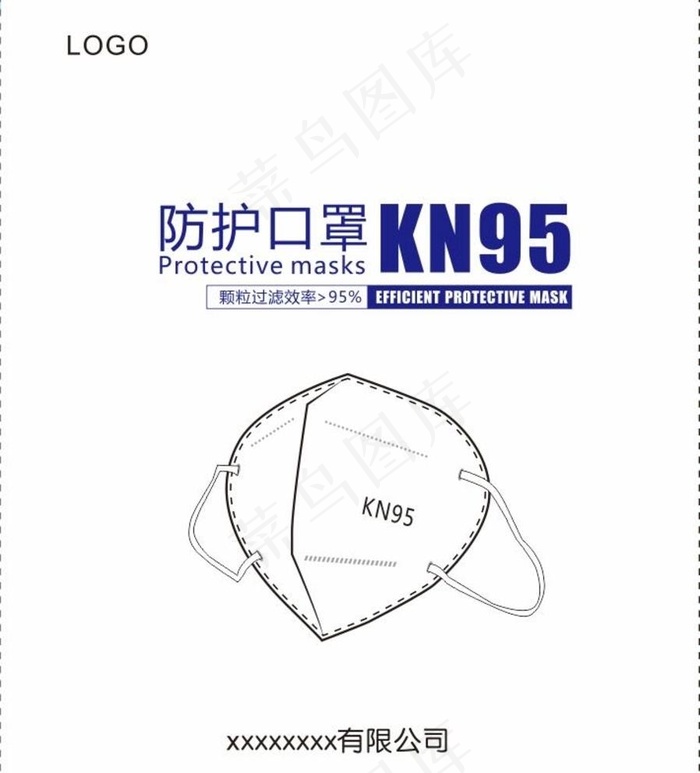防护型口罩KN95图片cdr矢量模版下载