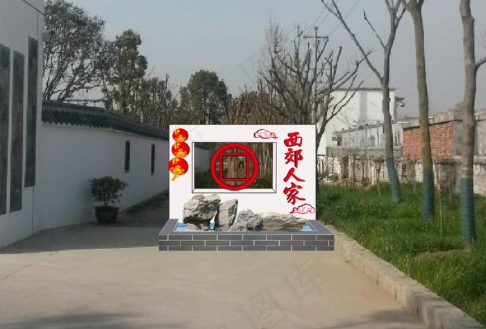 景观背景墙图片cdr矢量模版下载