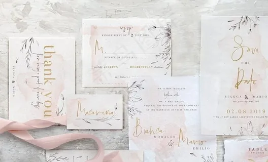 水彩墨迹结婚海报 婚礼邀请函图片