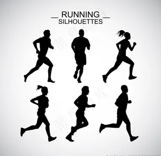 跑步剪影矢量素材图片