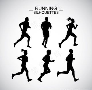 跑步剪影矢量素材图片