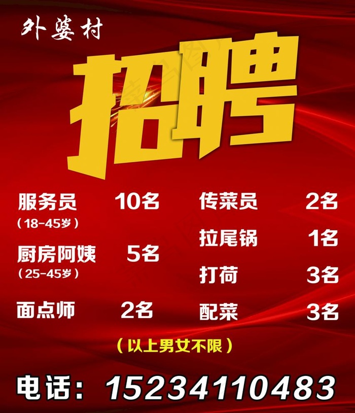 饭店招聘海报图片(11811X14173(DPI:120))psd模版下载