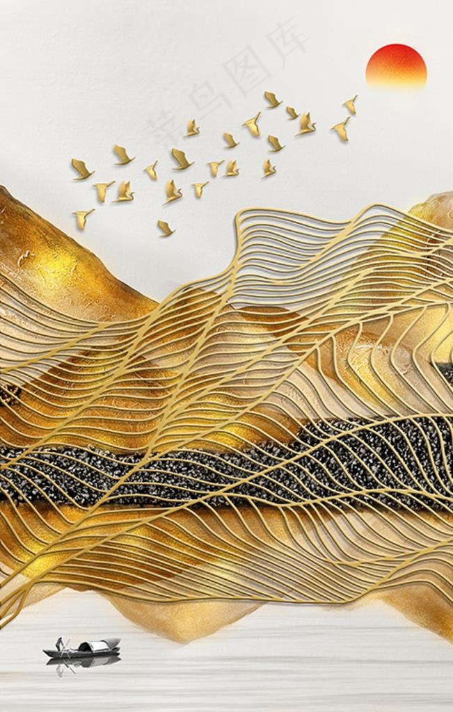 新中式现代抽象装饰画图片