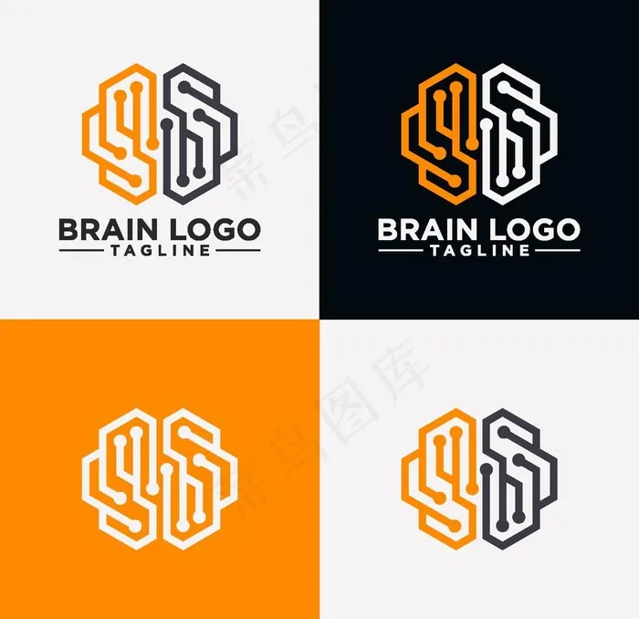 电子大脑LOGO图片eps,ai矢量模版下载