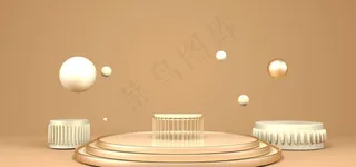 展台立体金色清新合成电商背景图片