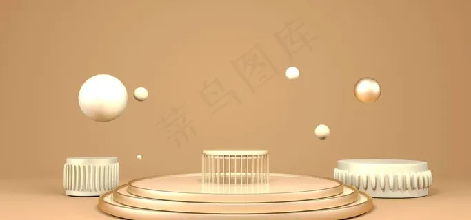 展台立体金色清新合成电商背景图片 展台立体金色清新合成电商背景图片