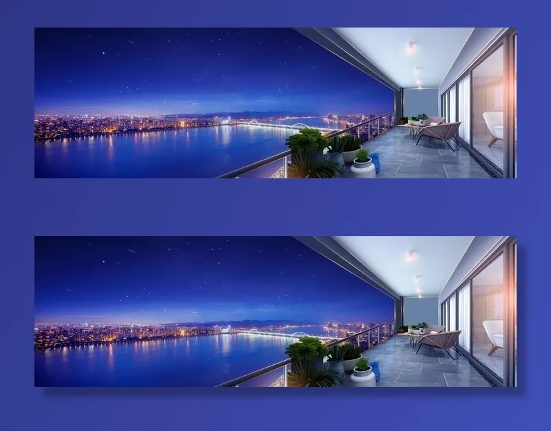 阳台江景图片