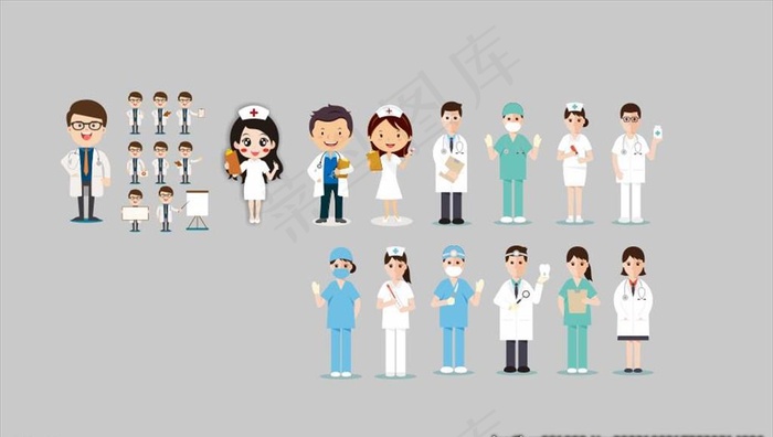 医生护士矢量图图片