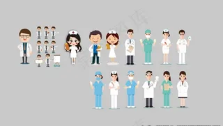 医生护士矢量图图片