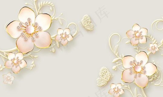 玫瑰花背景 立体背景图片