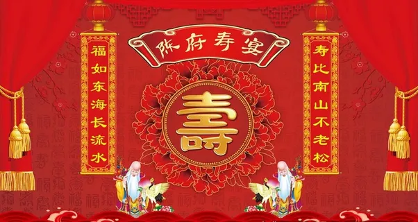 红色喜庆寿宴大寿LED屏保背景图片