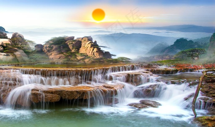 流水瀑布背景图片(9071X5669(DPI:72))psd模版下载
