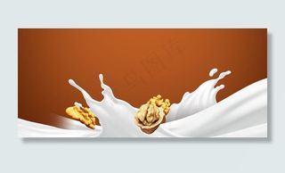 核桃牛奶背景图片