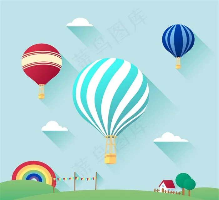精致热气球插画矢量素材图片ai矢量模版下载