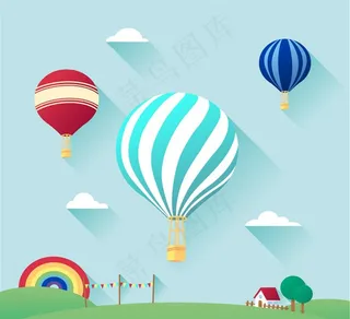 精致热气球插画矢量素材图片