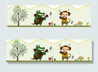 音乐室墙裙 围墙 卡通动物乐器图片