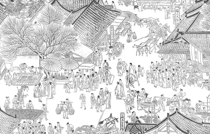 清明上河图图片(4233X2835(DPI:72))psd模版下载