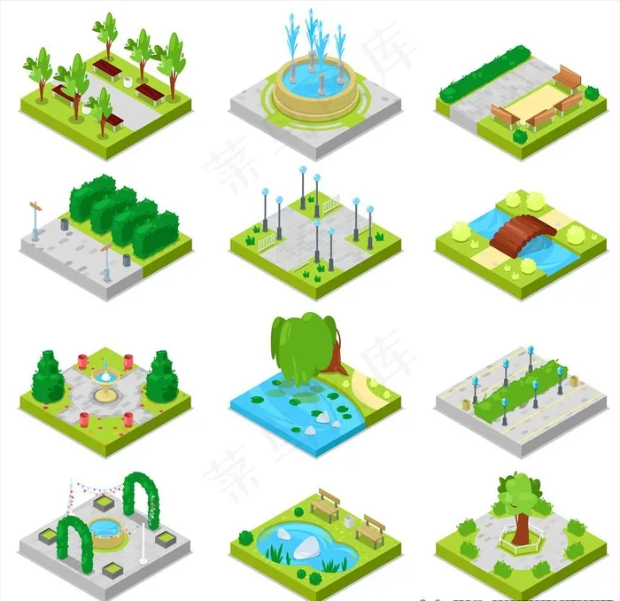 卡通花园图片ai矢量模版下载