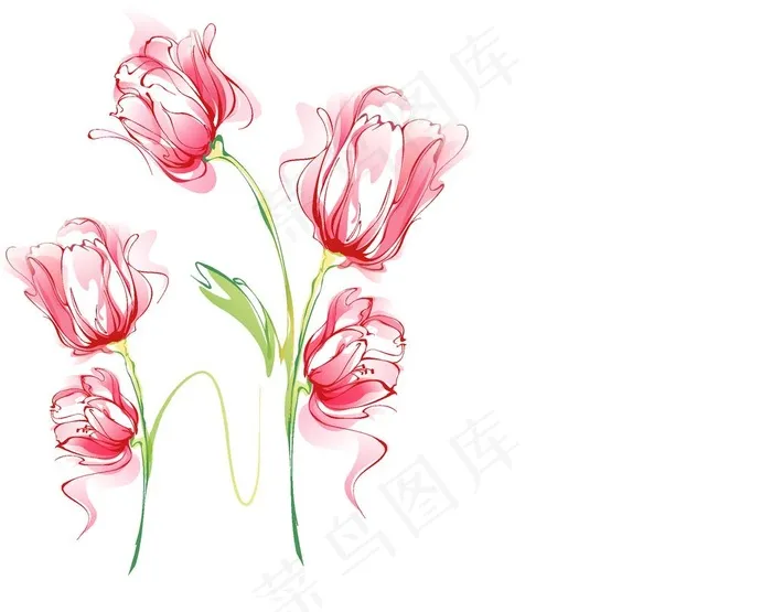 手绘花图片ai矢量模版下载