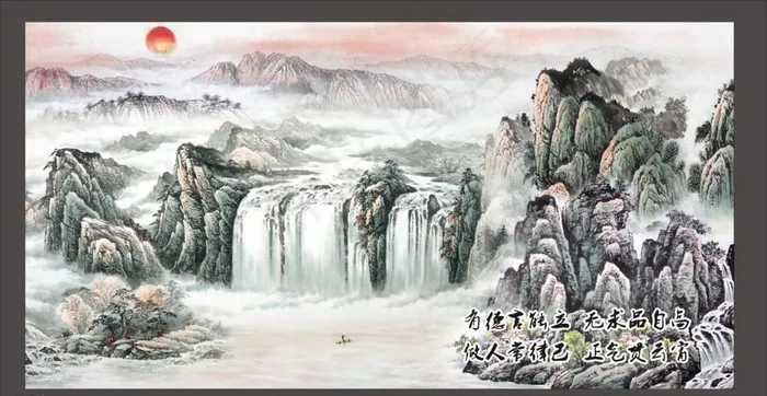 山水墙画图片