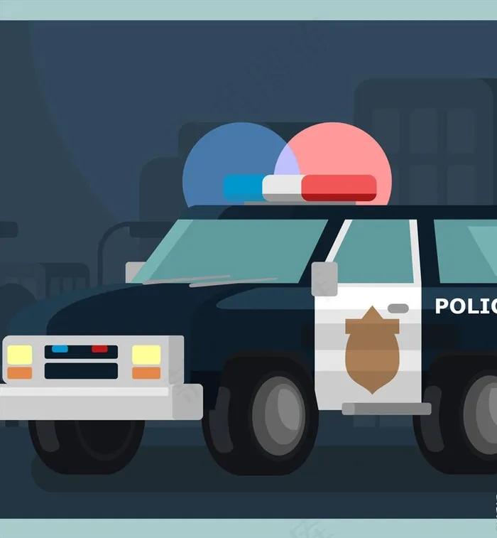 卡通警车图片