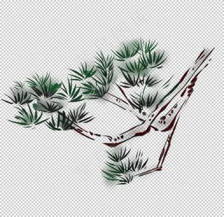 水墨松树图片