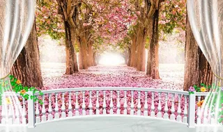 浪漫大道欧式阳台风景背景墙图片