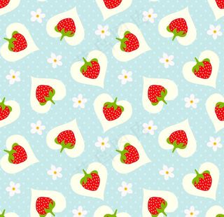 草莓小爱心可爱平铺背景图图片