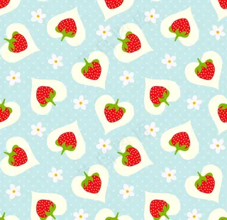 草莓小爱心可爱平铺背景图图片
