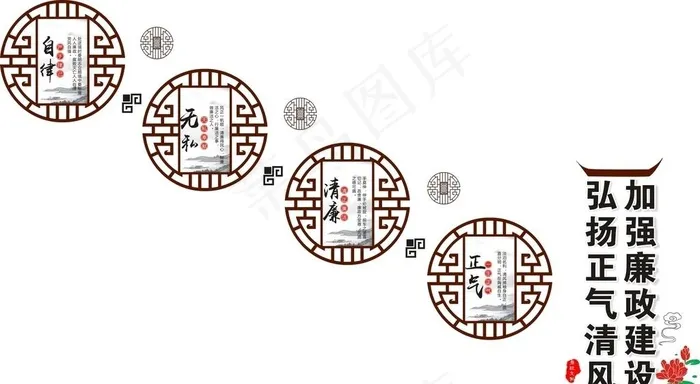 廉政楼梯文化墙图片cdr矢量模版下载