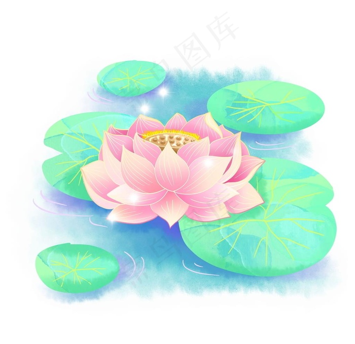 卡通手绘梦幻莲花图片(2000X2000(DPI:300))psd模版下载