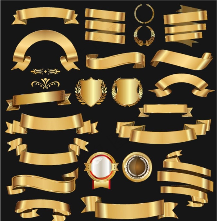 金色标签 丝带标签图片