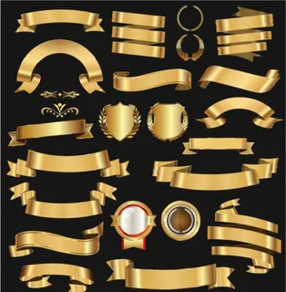 金色标签 丝带标签图片