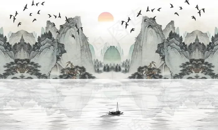 山水图片psd模版下载