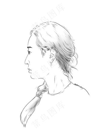女人侧面手绘psd文件图片