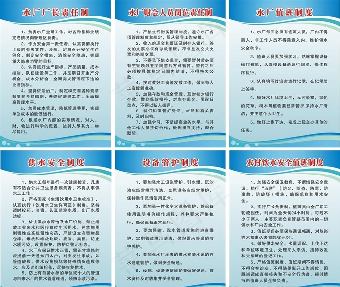 水厂制度牌图片cdr矢量模版下载