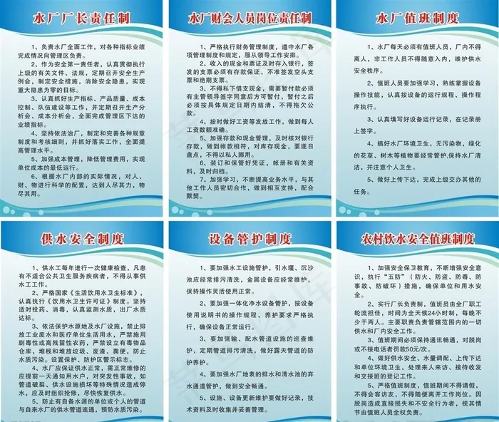 水厂制度牌图片cdr矢量模版下载