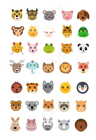 卡通动物头图标图片