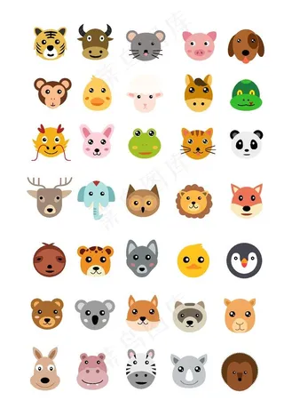 卡通动物头图标图片