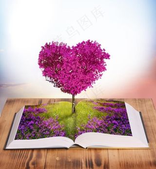 书本中的爱情树图片
