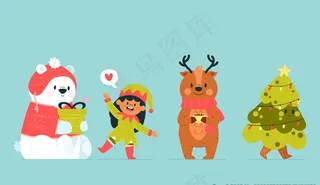 圣诞节精灵和动物图片